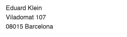 Responsable — Eduard Klein, Viladomat 107, 08015 Barcelona