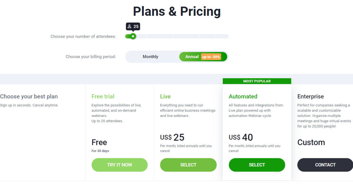 ClickMeeting Plans and Pricing